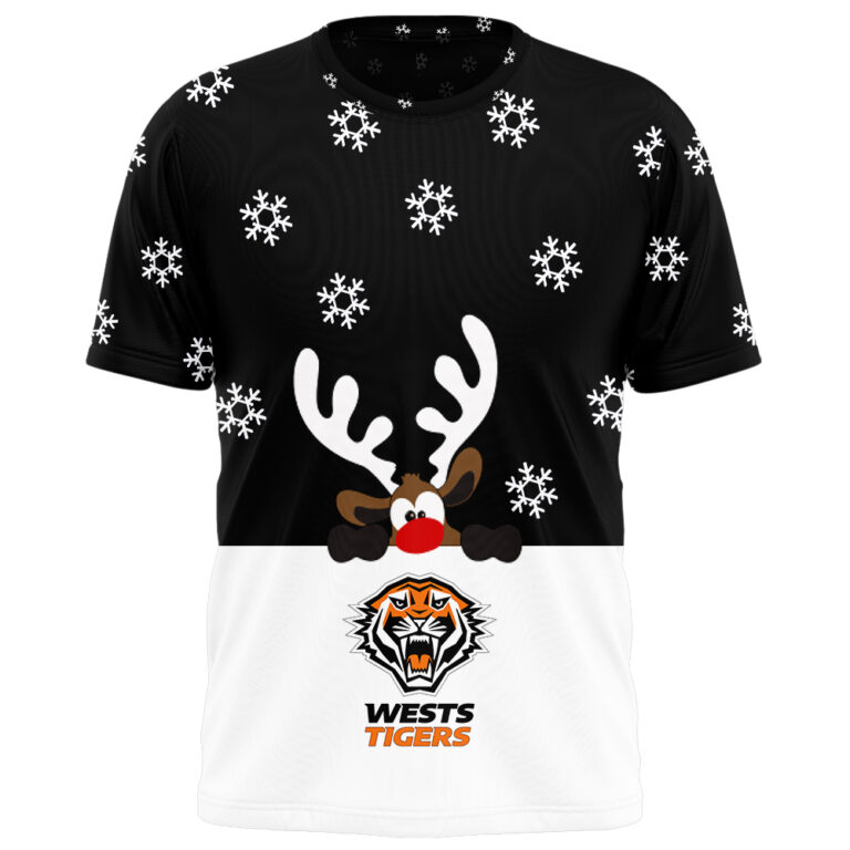 NRL Wests Tigers Christmas | Custom Name & Number | Hoodie/Zip/T-Shirt/Knitted Sweaters/Polo