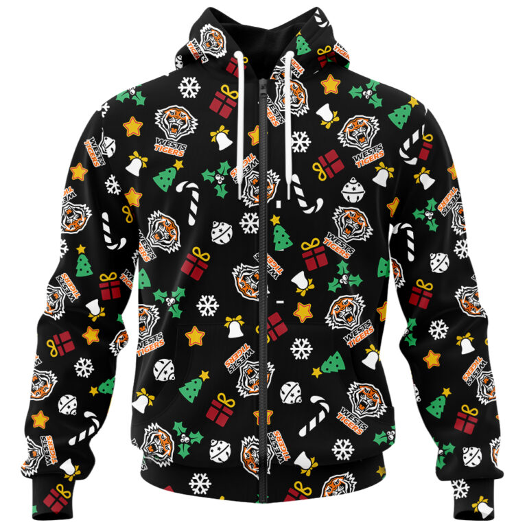 NRL Wests Tigers Christmas | Custom Name & Number | Hoodie/Zip/T-Shirt/Knitted Sweaters/Polo