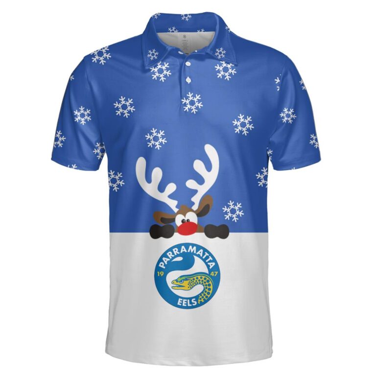 NRL Parramatta Eels Christmas | Custom Name & Number | Hoodie/Zip/T-Shirt/Knitted Sweaters/Polo