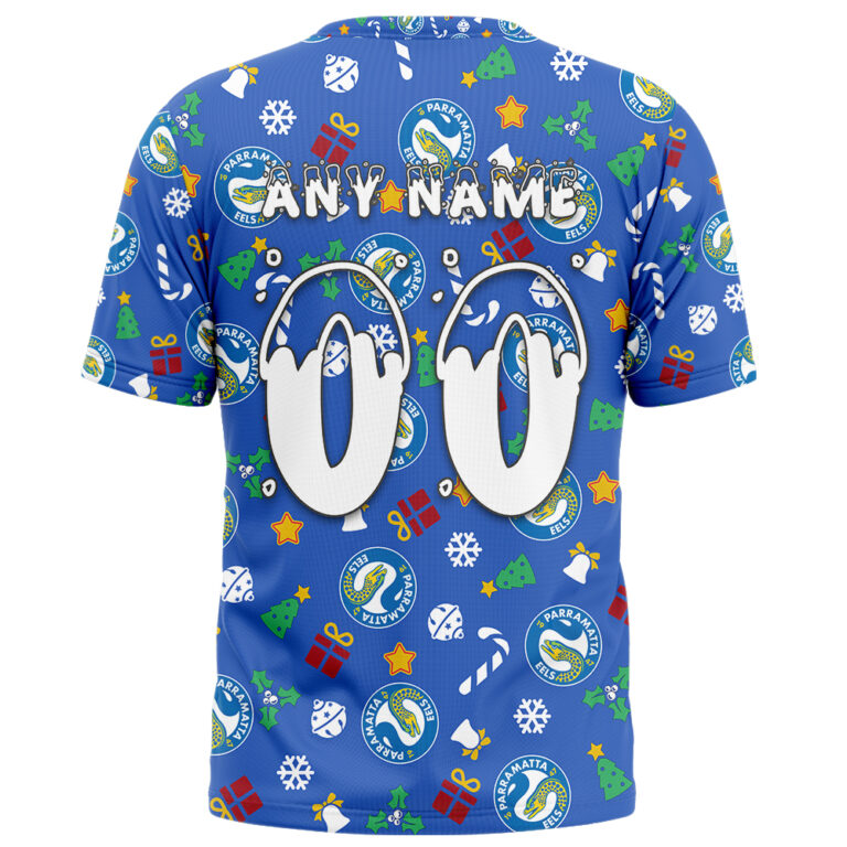 NRL Parramatta Eels Christmas | Custom Name & Number | Hoodie/Zip/T-Shirt/Knitted Sweaters/Polo