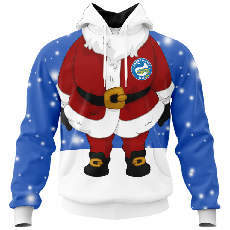 NRL Parramatta Eels Christmas | Custom Name & Number | Hoodie/Zip/T-Shirt/Knitted Sweaters/Polo