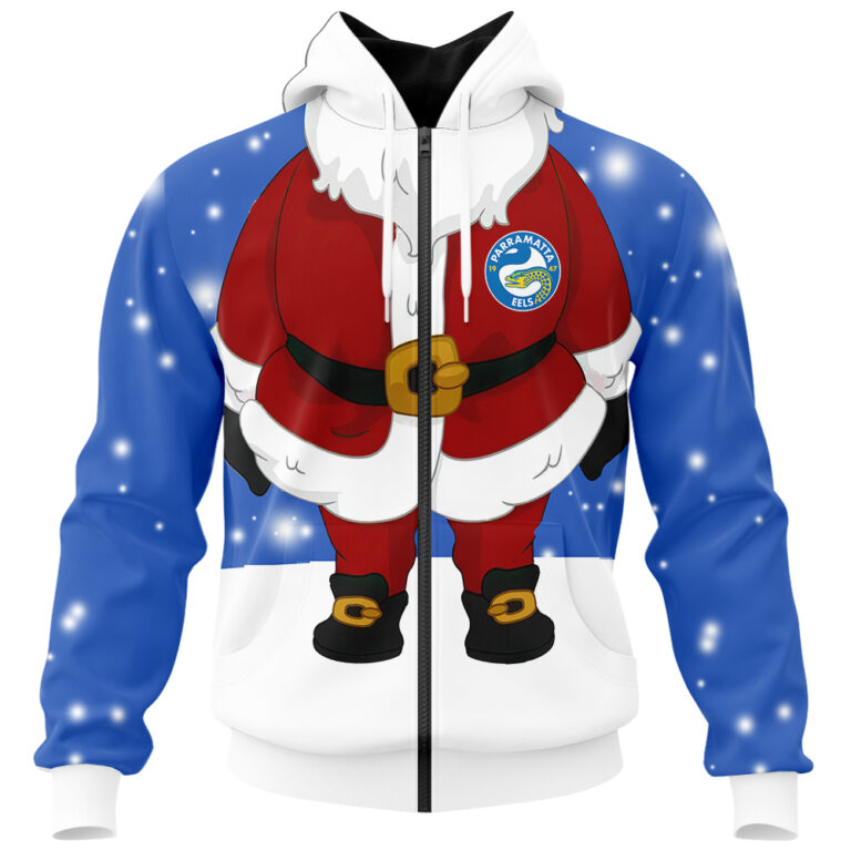 NRL Parramatta Eels Christmas | Custom Name & Number | Hoodie/Zip/T-Shirt/Knitted Sweaters/Polo