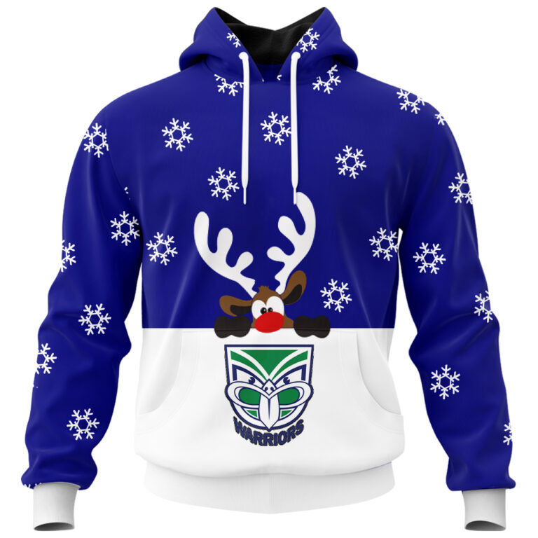 NRL New Zealand Warriors Christmas | Custom Name & Number | Hoodie/Zip/T-Shirt/Knitted Sweaters/Polo