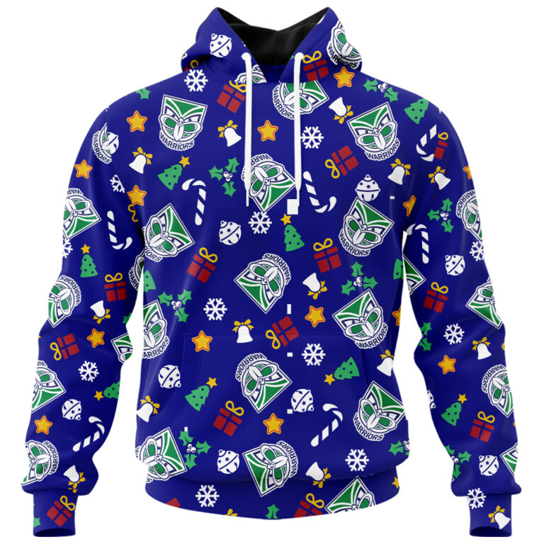 NRL New Zealand Warriors Christmas | Custom Name & Number | Hoodie/Zip/T-Shirt/Knitted Sweaters/Polo