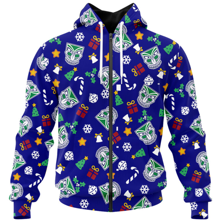 NRL New Zealand Warriors Christmas | Custom Name & Number | Hoodie/Zip/T-Shirt/Knitted Sweaters/Polo