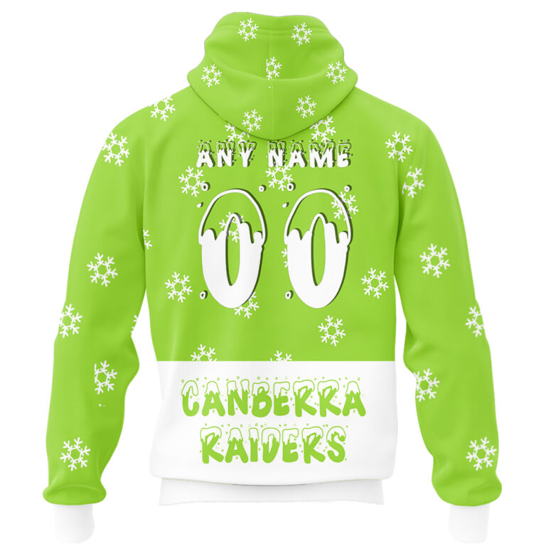 NRL Canberra Raiders Christmas | Custom Name & Number | Hoodie/Zip/T-Shirt/Knitted Sweaters/Polo