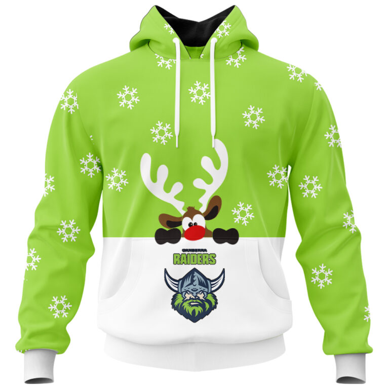 NRL Canberra Raiders Christmas | Custom Name & Number | Hoodie/Zip/T-Shirt/Knitted Sweaters/Polo