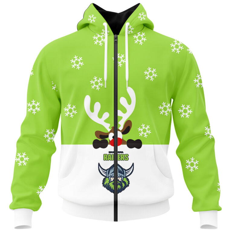 NRL Canberra Raiders Christmas | Custom Name & Number | Hoodie/Zip/T-Shirt/Knitted Sweaters/Polo
