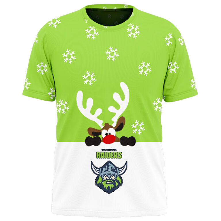 NRL Canberra Raiders Christmas | Custom Name & Number | Hoodie/Zip/T-Shirt/Knitted Sweaters/Polo