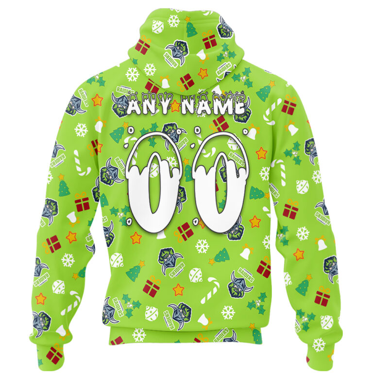 NRL Canberra Raiders Christmas | Custom Name & Number | Hoodie/Zip/T-Shirt/Knitted Sweaters/Polo