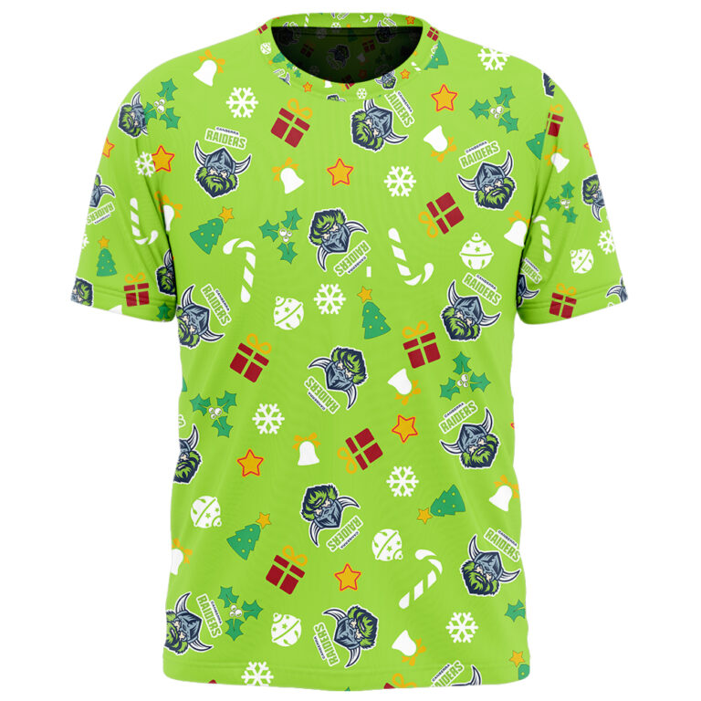 NRL Canberra Raiders Christmas | Custom Name & Number | Hoodie/Zip/T-Shirt/Knitted Sweaters/Polo