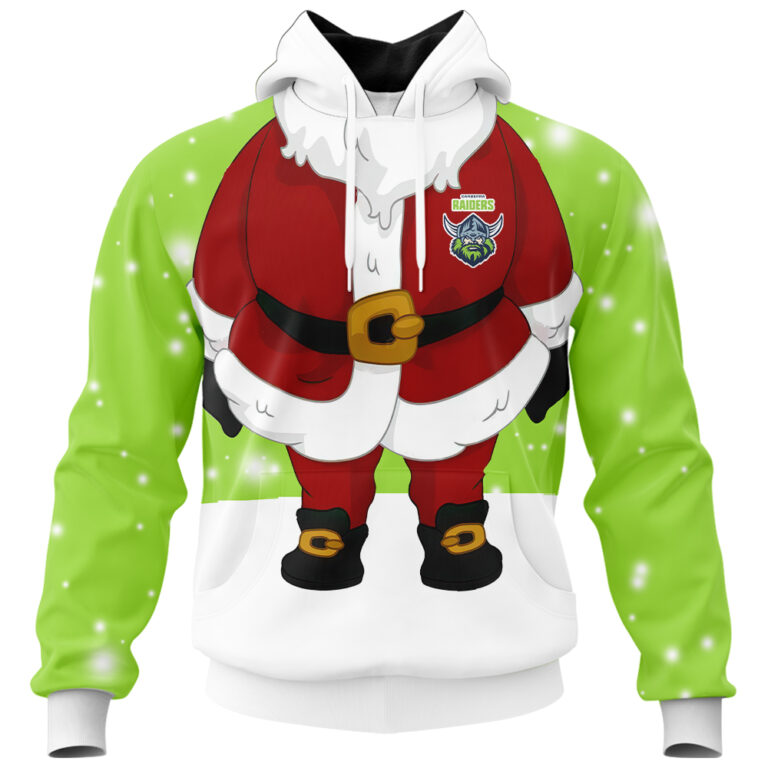 NRL Canberra Raiders Christmas | Custom Name & Number | Hoodie/Zip/T-Shirt/Knitted Sweaters/Polo