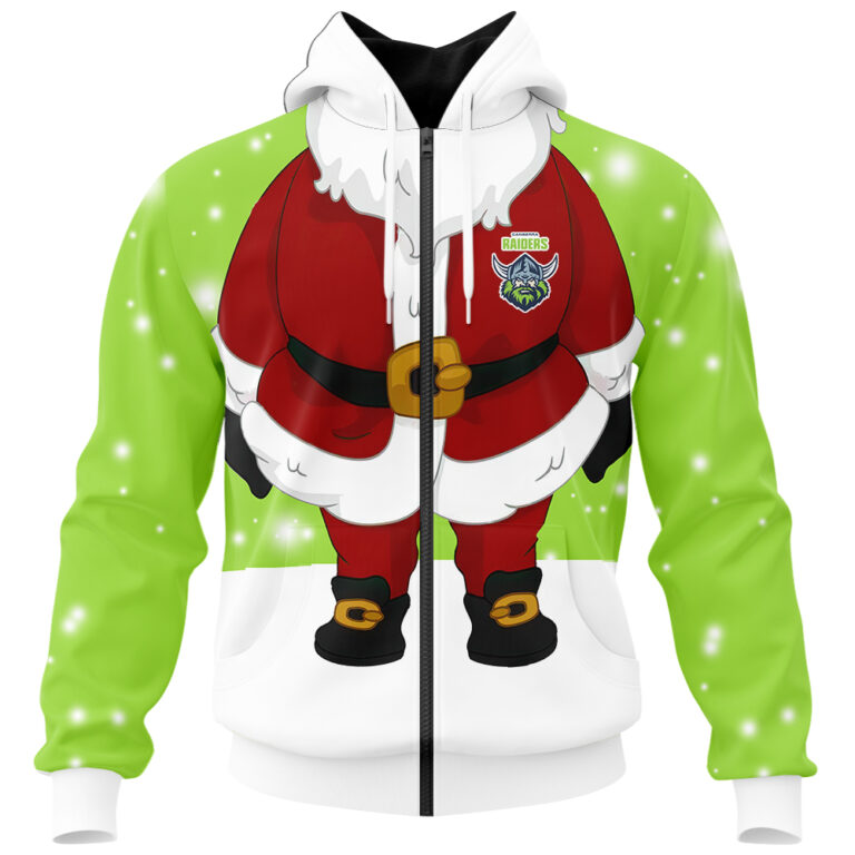 NRL Canberra Raiders Christmas | Custom Name & Number | Hoodie/Zip/T-Shirt/Knitted Sweaters/Polo