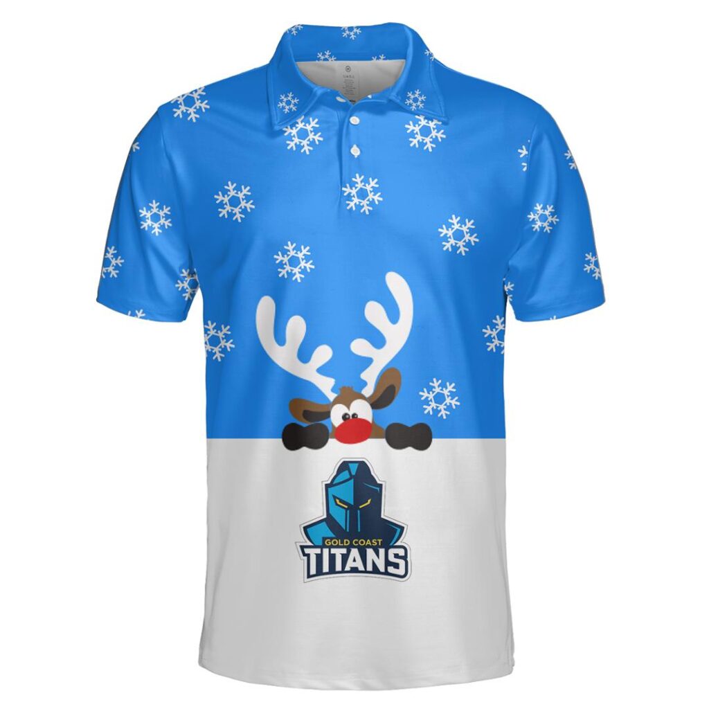 NRL Gold Coast Titans Christmas | Custom Name & Number | Hoodie/Zip/T-Shirt/Knitted Sweaters/Polo