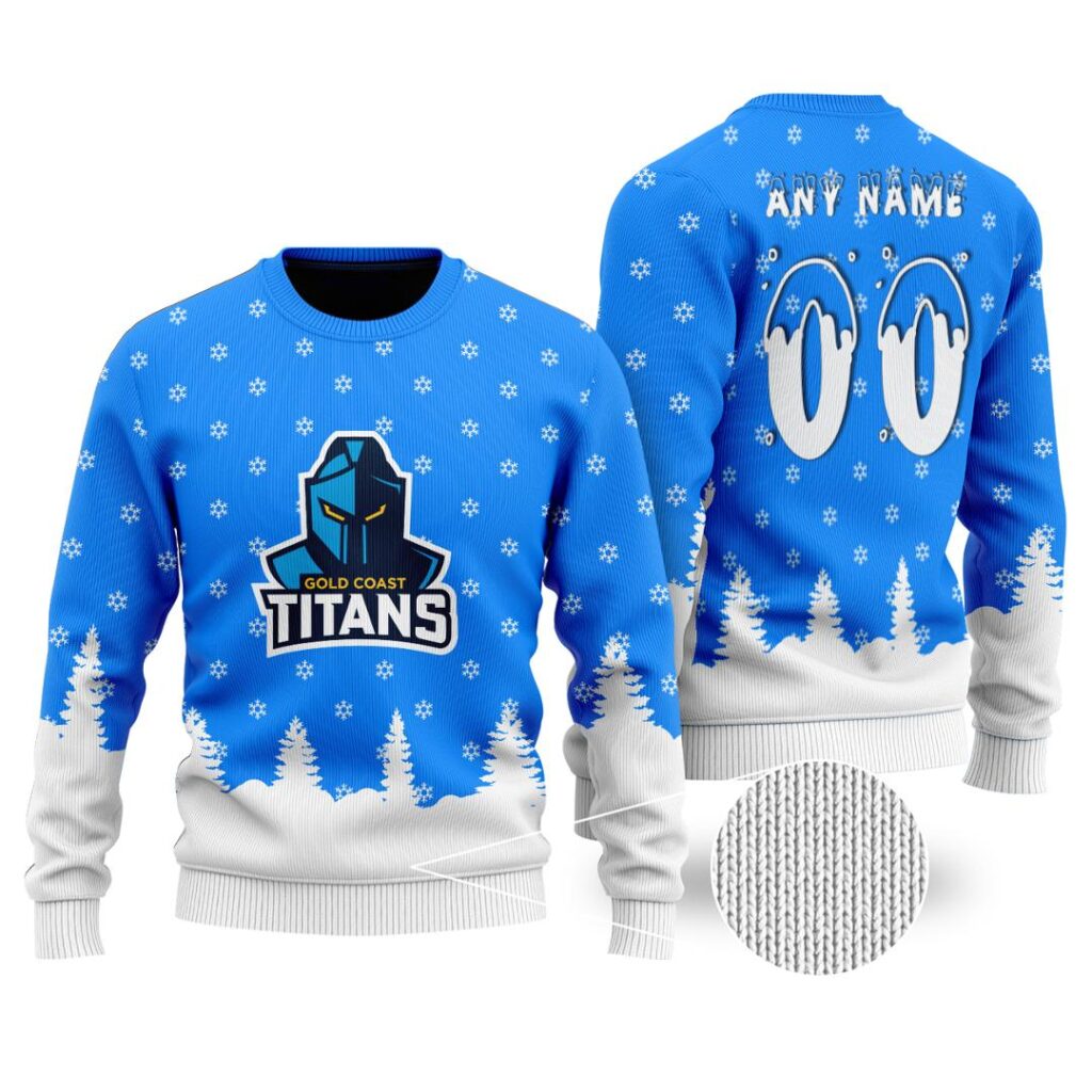 NRL Gold Coast Titans Christmas Kid Kid Hoodie/Zip/T-Shirt/Polo/Knitted Sweaters/Long Paint