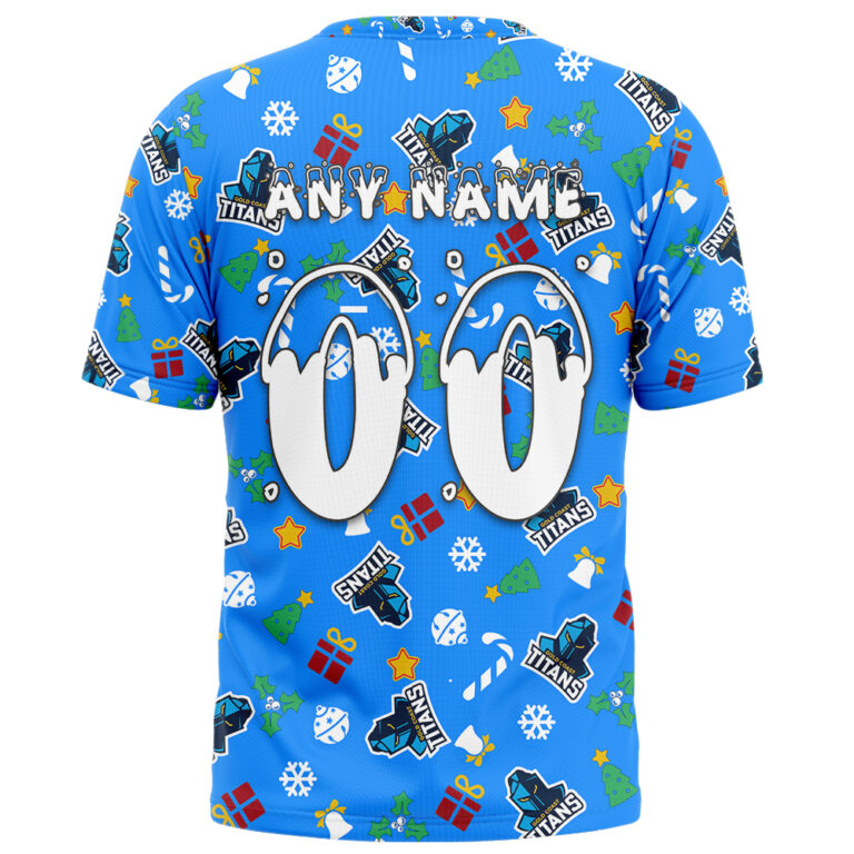 NRL Gold Coast Titans Christmas | Custom Name & Number | Hoodie/Zip/T-Shirt/Knitted Sweaters/Polo