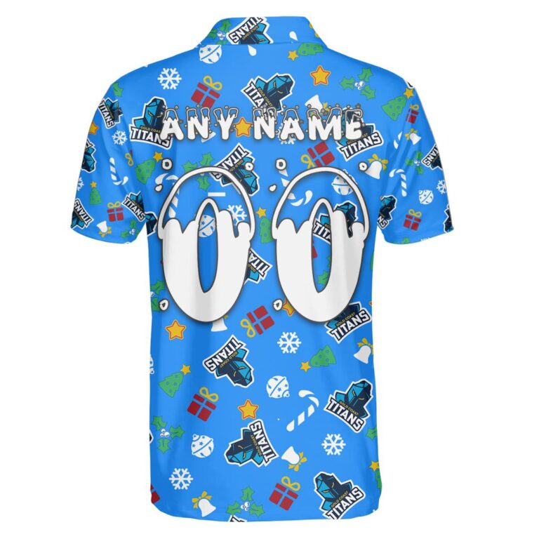 NRL Gold Coast Titans Christmas | Custom Name & Number | Hoodie/Zip/T-Shirt/Knitted Sweaters/Polo