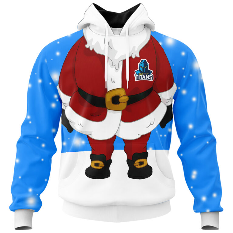 NRL Gold Coast Titans Christmas | Custom Name & Number | Hoodie/Zip/T-Shirt/Knitted Sweaters/Polo