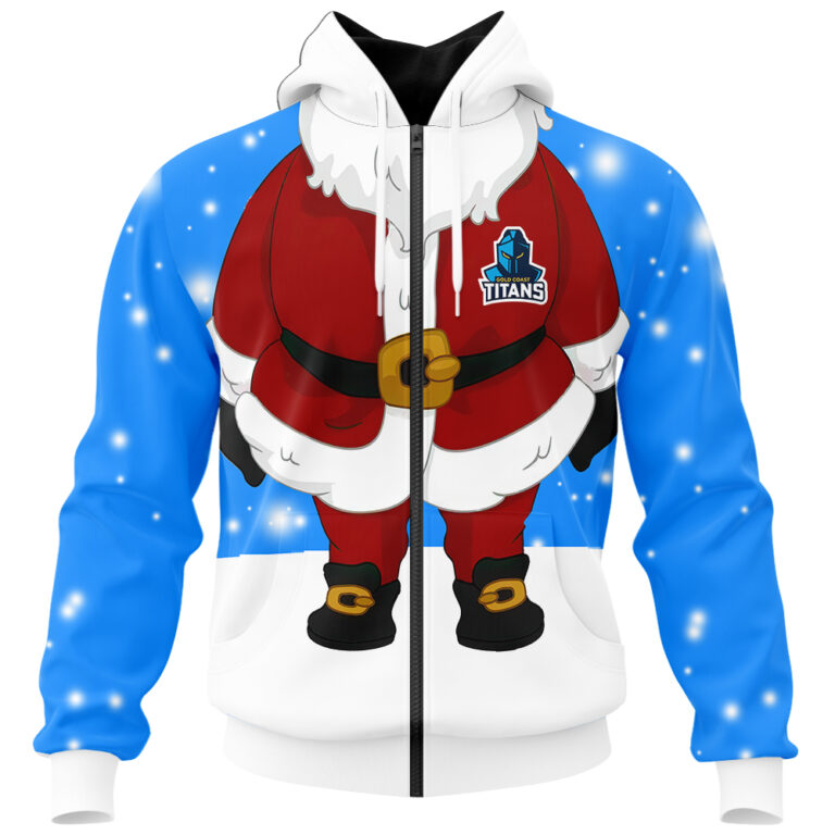 NRL Gold Coast Titans Christmas | Custom Name & Number | Hoodie/Zip/T-Shirt/Knitted Sweaters/Polo