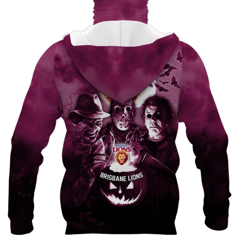 AFL Brisbane Lions Halloween Adult Kid Zip Hoodie T Shirt Long Sleeve Hawaiian