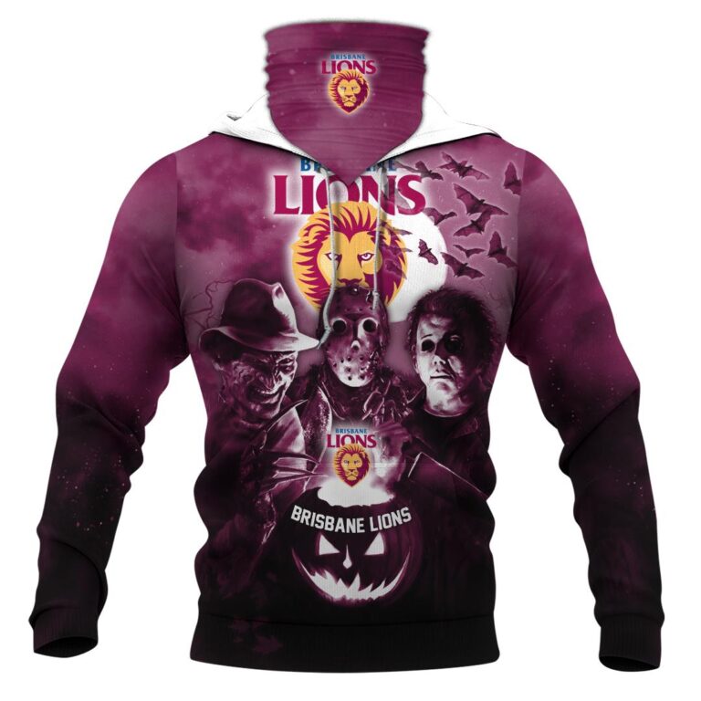 AFL Brisbane Lions Halloween Adult Kid Zip Hoodie T Shirt Long Sleeve Hawaiian