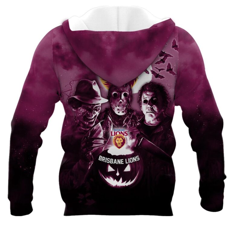 AFL Brisbane Lions Halloween Adult Kid Zip Hoodie T Shirt Long Sleeve Hawaiian