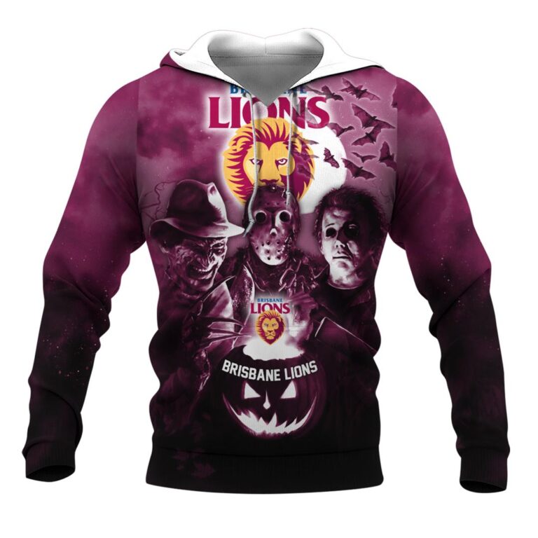 AFL Brisbane Lions Halloween Adult Kid Zip Hoodie T Shirt Long Sleeve Hawaiian