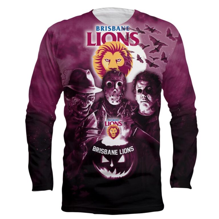 AFL Brisbane Lions Halloween Adult Kid Zip Hoodie T Shirt Long Sleeve Hawaiian