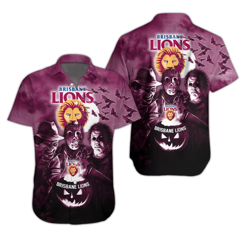 AFL Brisbane Lions Halloween Adult Kid Zip Hoodie T Shirt Long Sleeve Hawaiian