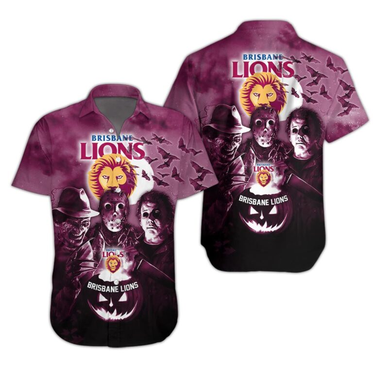 AFL Brisbane Lions Halloween Adult Kid Zip Hoodie T Shirt Long Sleeve Hawaiian