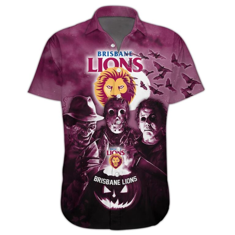 AFL Brisbane Lions Halloween Adult Kid Zip Hoodie T Shirt Long Sleeve Hawaiian