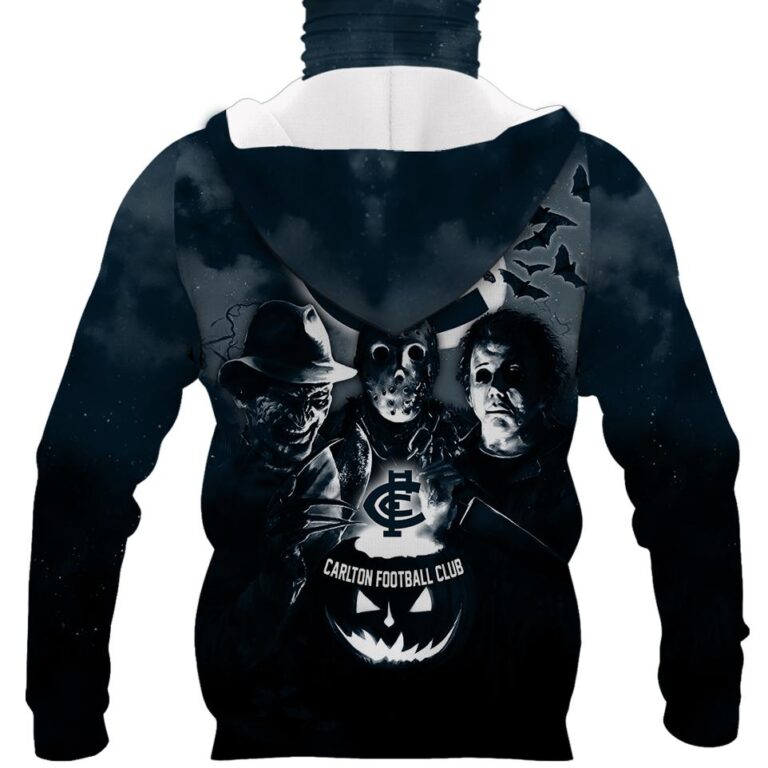 AFL Carlton Blues Halloween Adult Kid Zip Hoodie T Shirt Long Sleeve Hawaiian