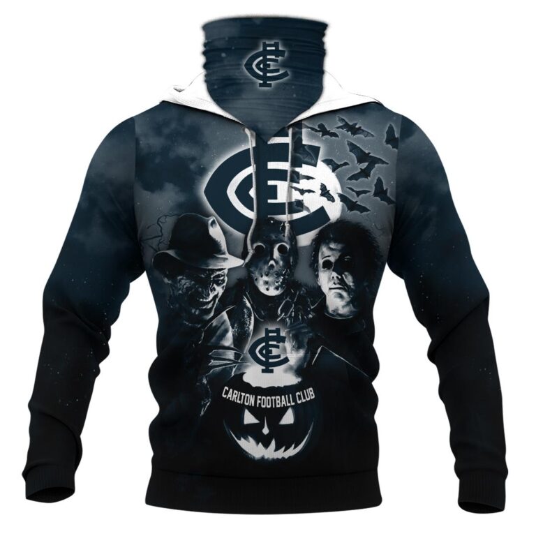 AFL Carlton Blues Halloween Adult Kid Zip Hoodie T Shirt Long Sleeve Hawaiian