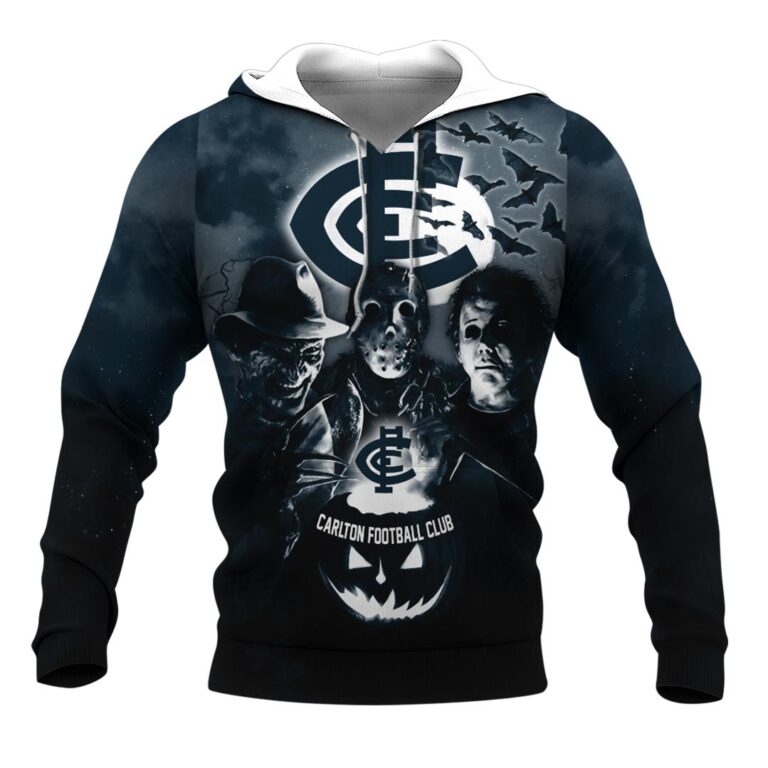 AFL Carlton Blues Halloween Adult Kid Zip Hoodie T Shirt Long Sleeve Hawaiian