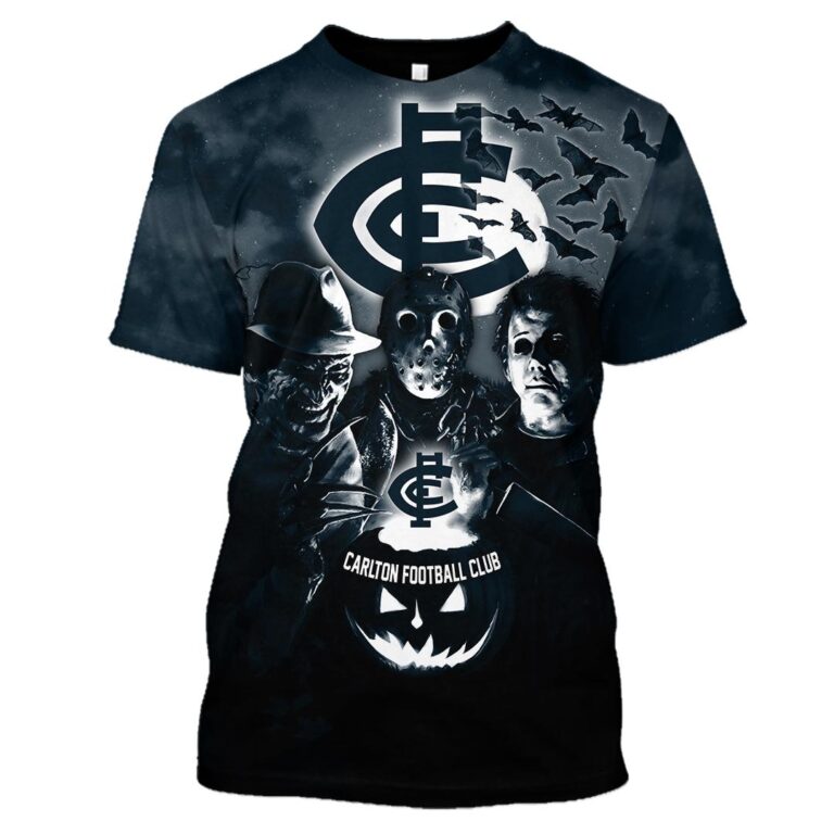 AFL Carlton Blues Halloween Adult Kid Zip Hoodie T Shirt Long Sleeve Hawaiian