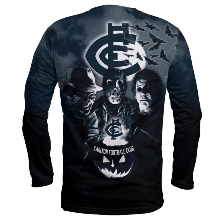 AFL Carlton Blues Halloween Adult Kid Zip Hoodie T Shirt Long Sleeve Hawaiian