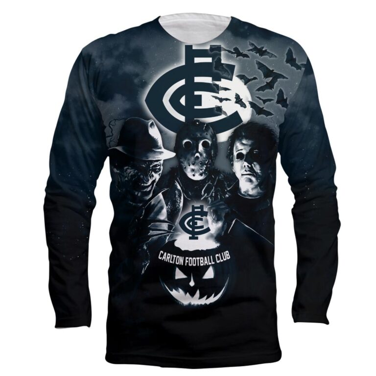 AFL Carlton Blues Halloween Adult Kid Zip Hoodie T Shirt Long Sleeve Hawaiian