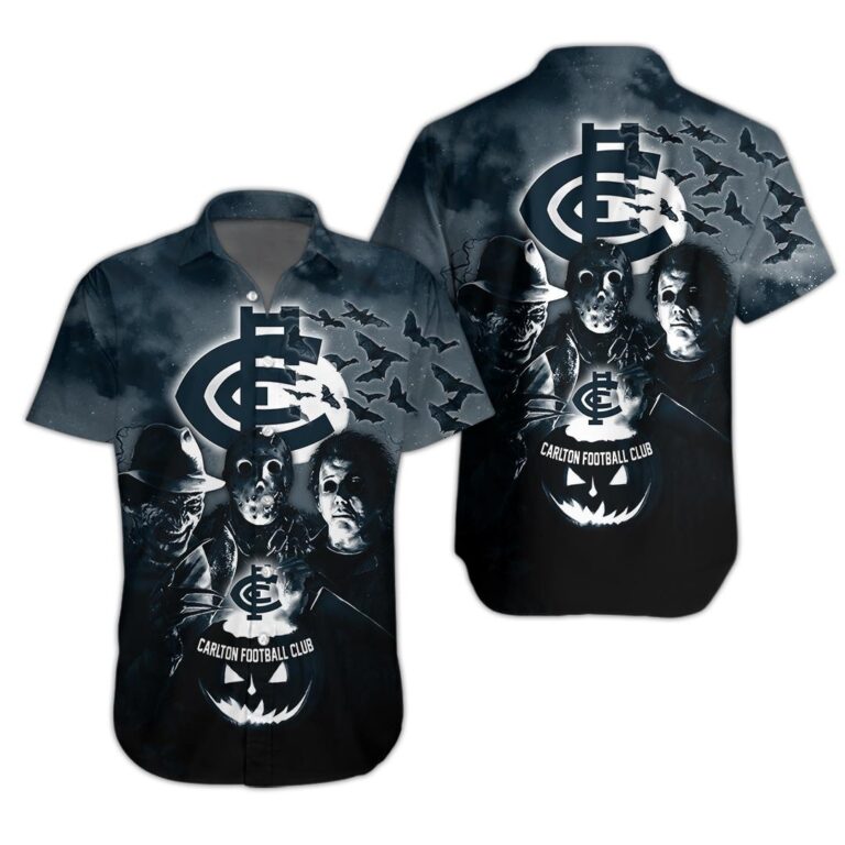 AFL Carlton Blues Halloween Adult Kid Zip Hoodie T Shirt Long Sleeve Hawaiian