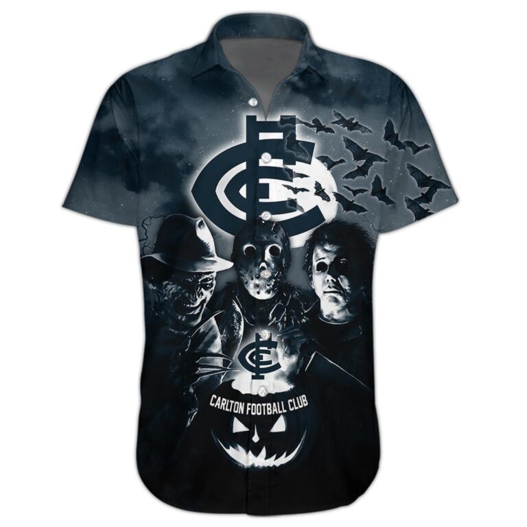 AFL Carlton Blues Halloween Adult Kid Zip Hoodie T Shirt Long Sleeve Hawaiian