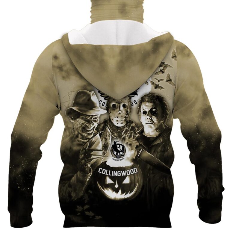 AFL Collingwood Magpies Halloween Adult Kid Zip Hoodie T Shirt Long Sleeve Hawaiian