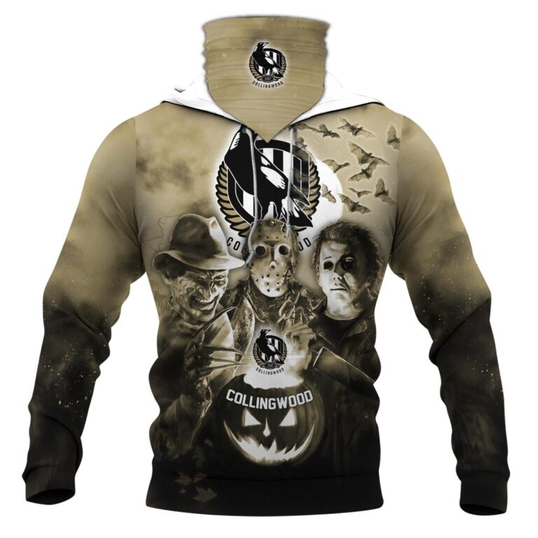AFL Collingwood Magpies Halloween Adult Kid Zip Hoodie T Shirt Long Sleeve Hawaiian