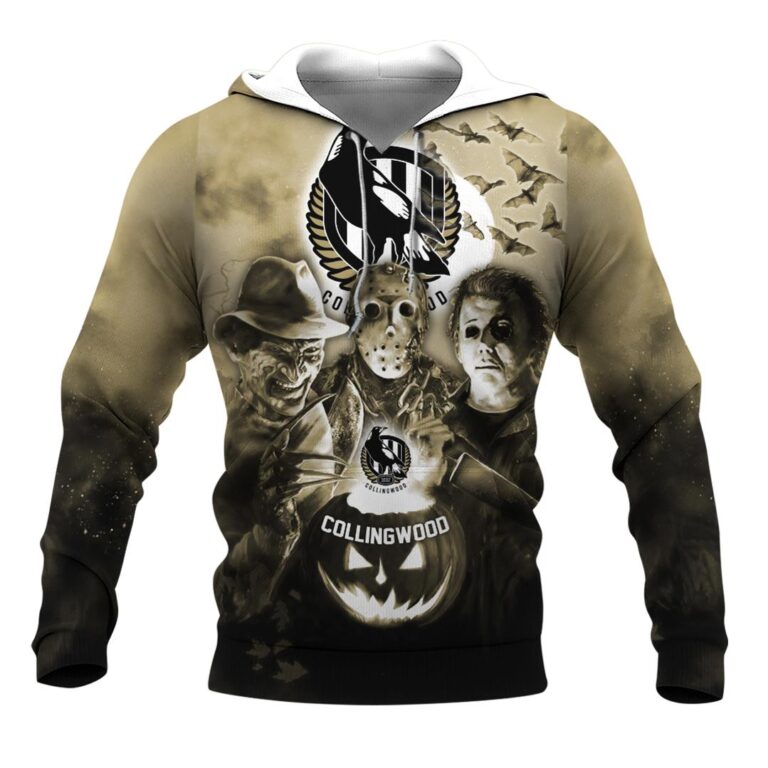 AFL Collingwood Magpies Halloween Adult Kid Zip Hoodie T Shirt Long Sleeve Hawaiian
