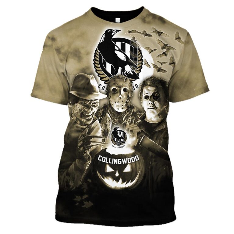 AFL Collingwood Magpies Halloween Adult Kid Zip Hoodie T Shirt Long Sleeve Hawaiian