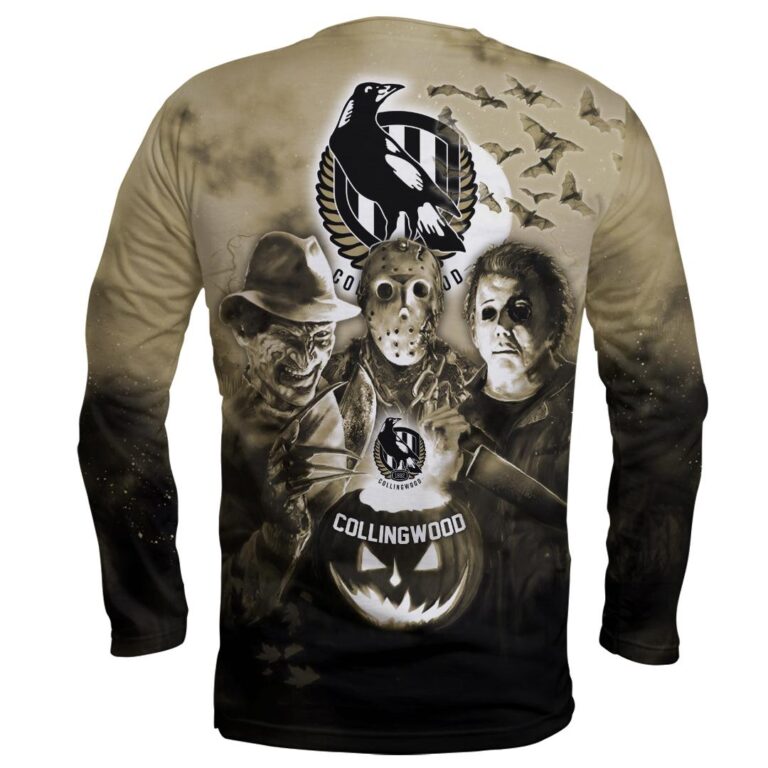 AFL Collingwood Magpies Halloween Adult Kid Zip Hoodie T Shirt Long Sleeve Hawaiian