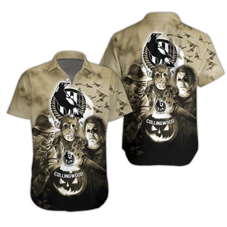 AFL Collingwood Magpies Halloween Adult Kid Zip Hoodie T Shirt Long Sleeve Hawaiian