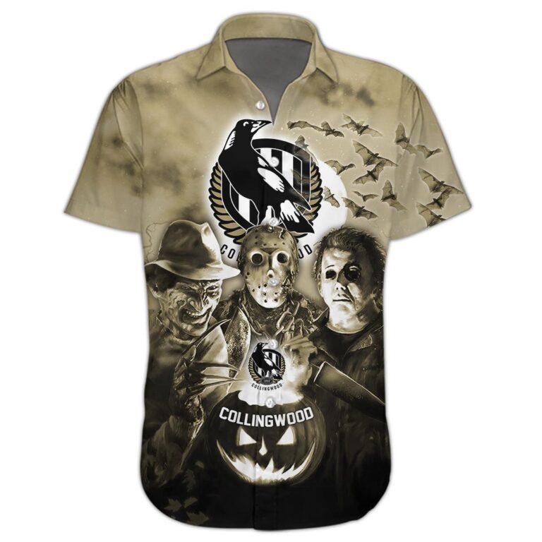 AFL Collingwood Magpies Halloween Adult Kid Zip Hoodie T Shirt Long Sleeve Hawaiian