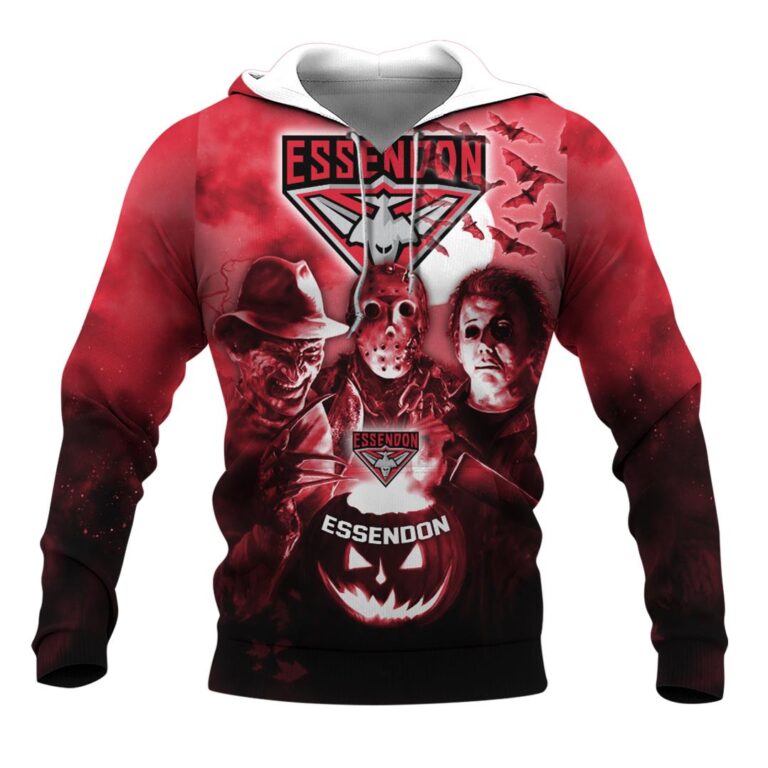 AFL Essendon Bombers Halloween Adult Kid Zip Hoodie T Shirt Long Sleeve Hawaiian