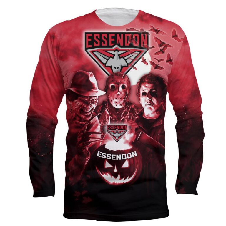 AFL Essendon Bombers Halloween Adult Kid Zip Hoodie T Shirt Long Sleeve Hawaiian