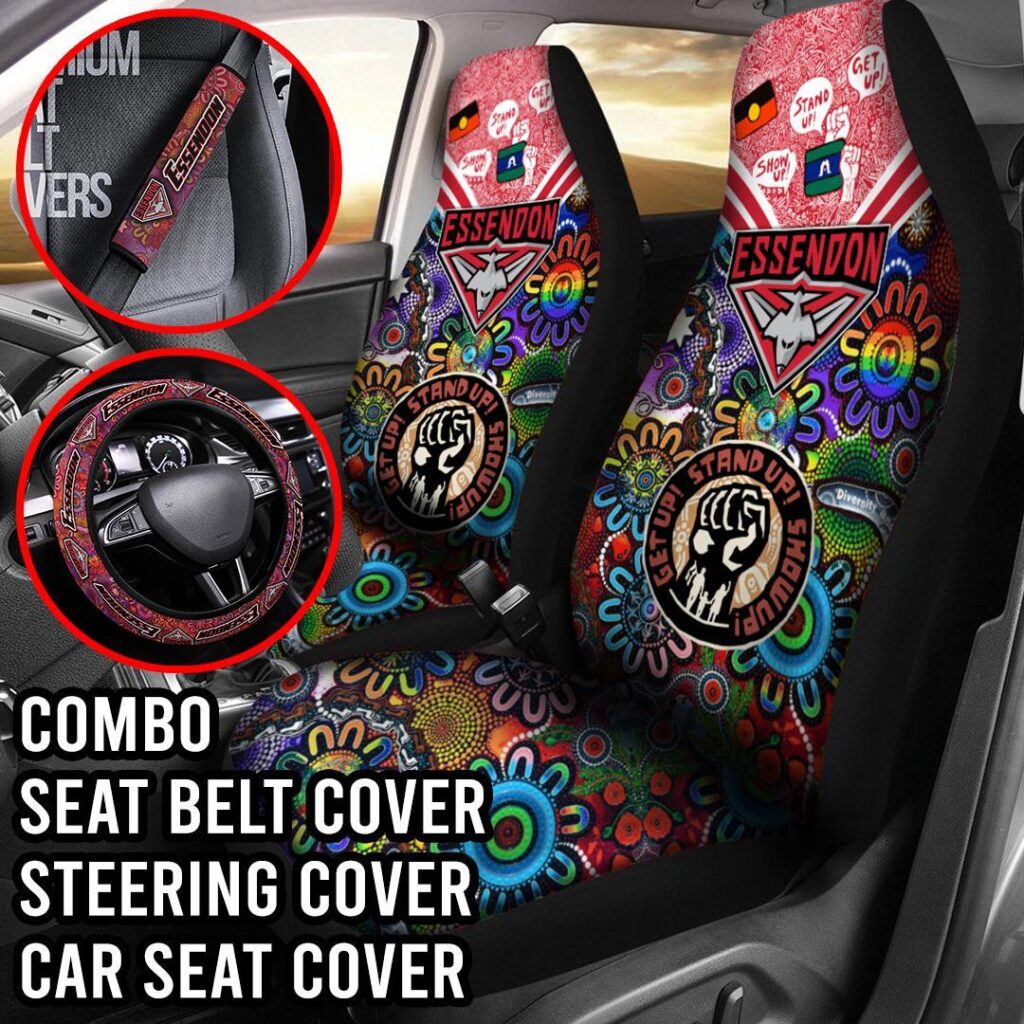 AFL Essendon Bombers | Seat Belt | Steering | Car Seat Covers