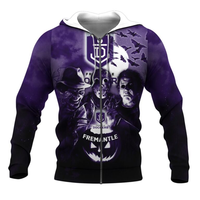 AFL Fremantle Dockers Halloween Adult Kid Zip Hoodie T Shirt Long Sleeve Hawaiian